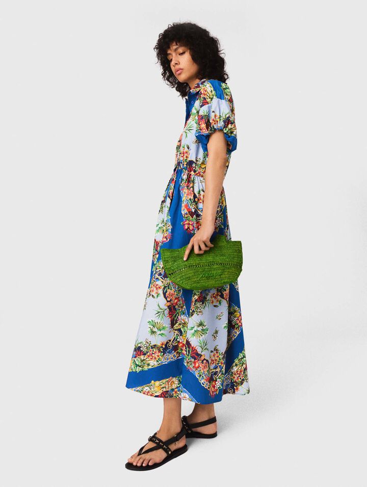 Natural raffia mini tote